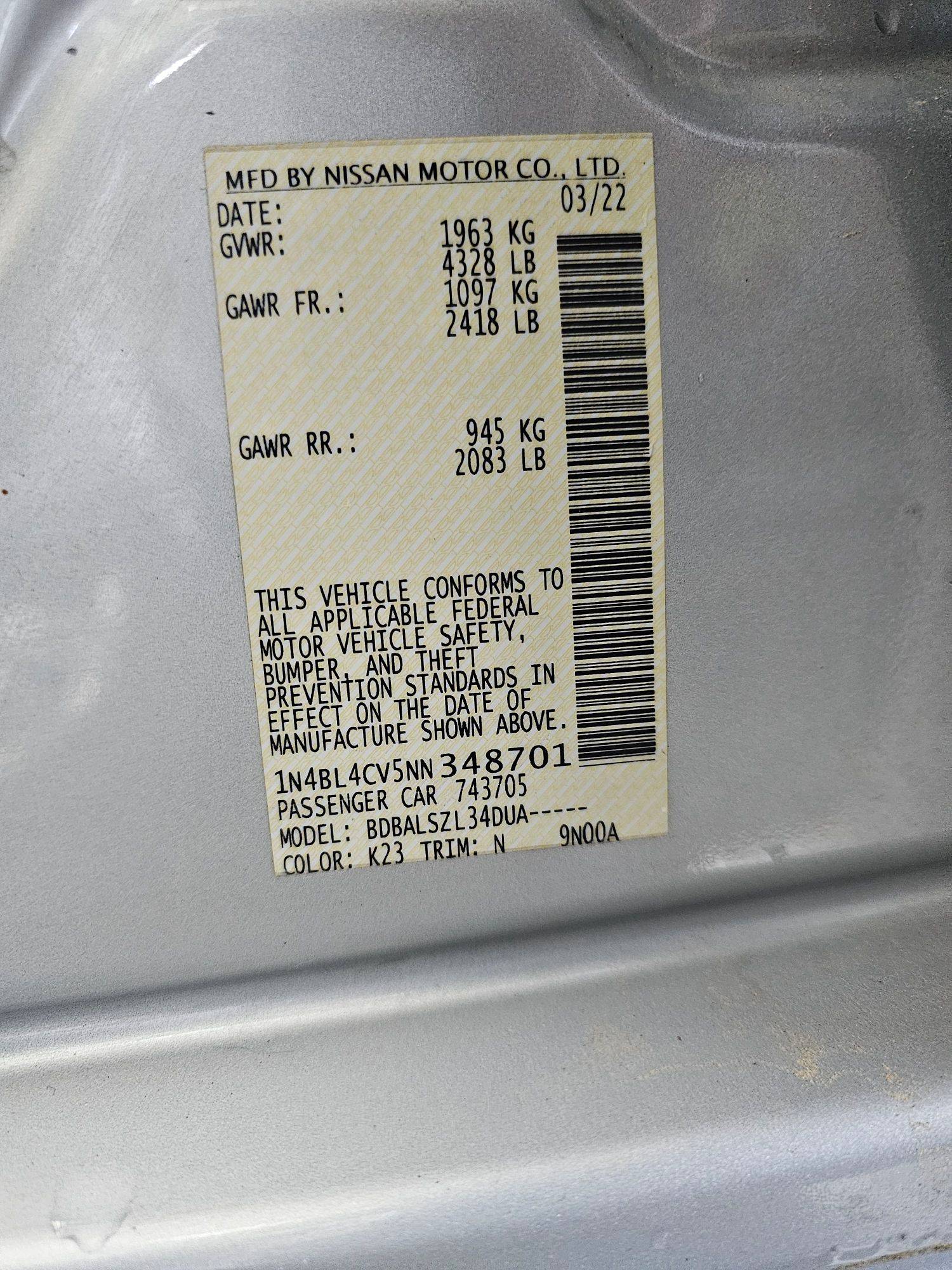 NISSAN ALTIMA 2022 - Marhaba Auction Used Cars - Image 9