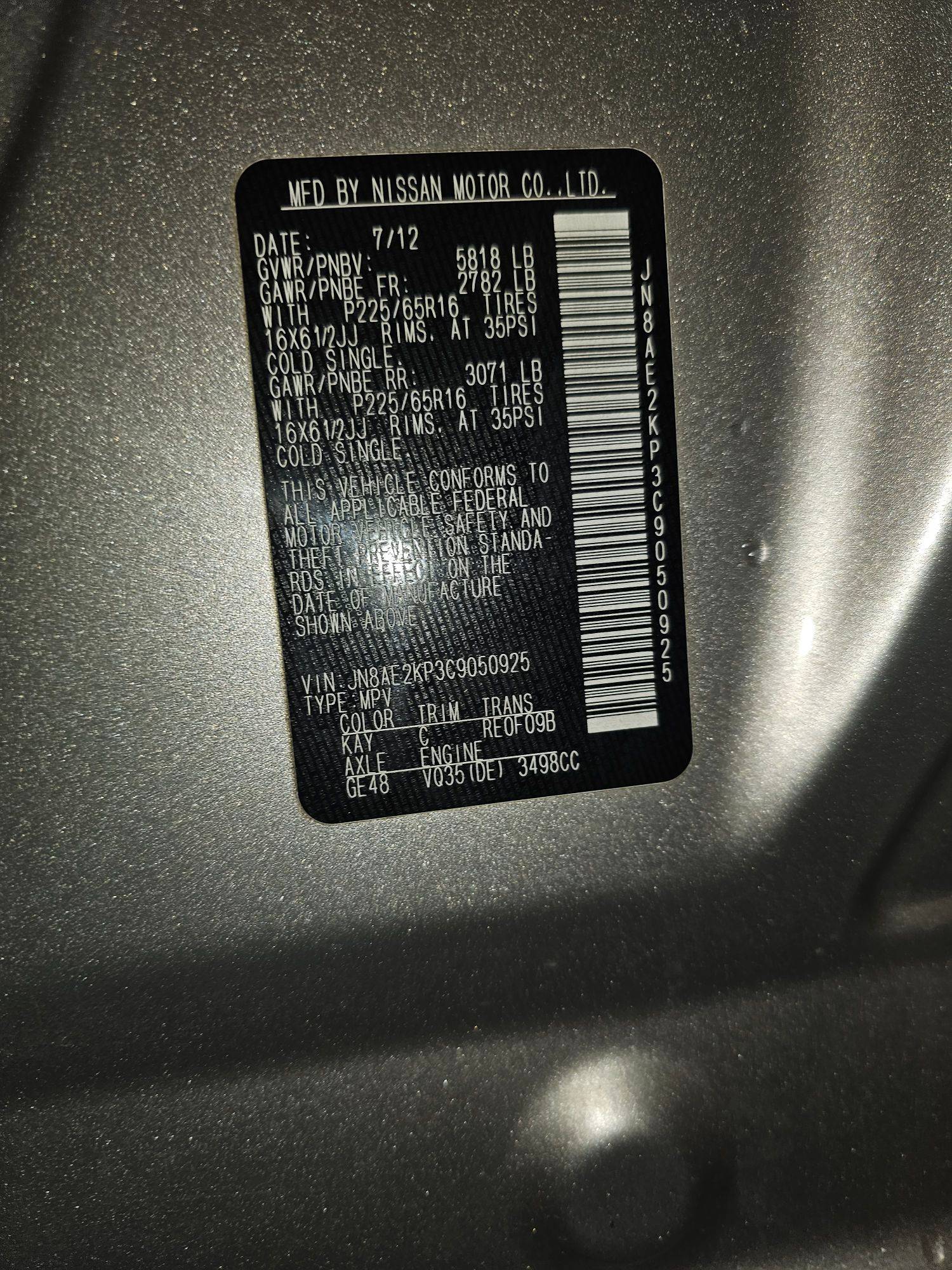 2012 NISSAN QUEST — 191734 Miles — Lot C9050925 — Souq - Marhaba Auctions Used Cars - Image 11