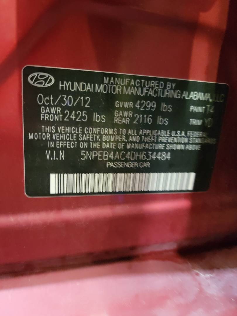 2013 HYUNDAI SONATA — 145794 Miles — Lot DH634484 — Main - Marhaba Auctions Used Cars - Image 10