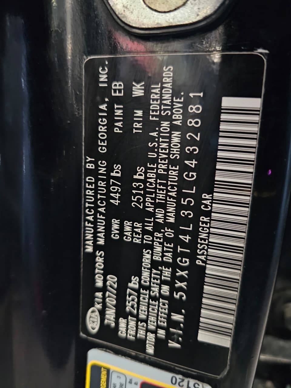 2020 KIA OPTIMA — 134618 Miles — Lot LG432881 — Main - Marhaba Auctions Used Cars - Image 10