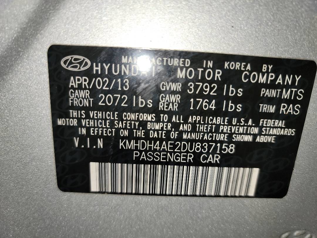 2013 HYUNDAI ELANTRA — 121163 Miles — Lot 37708246 - Marhaba Auctions Used Cars - Image 9