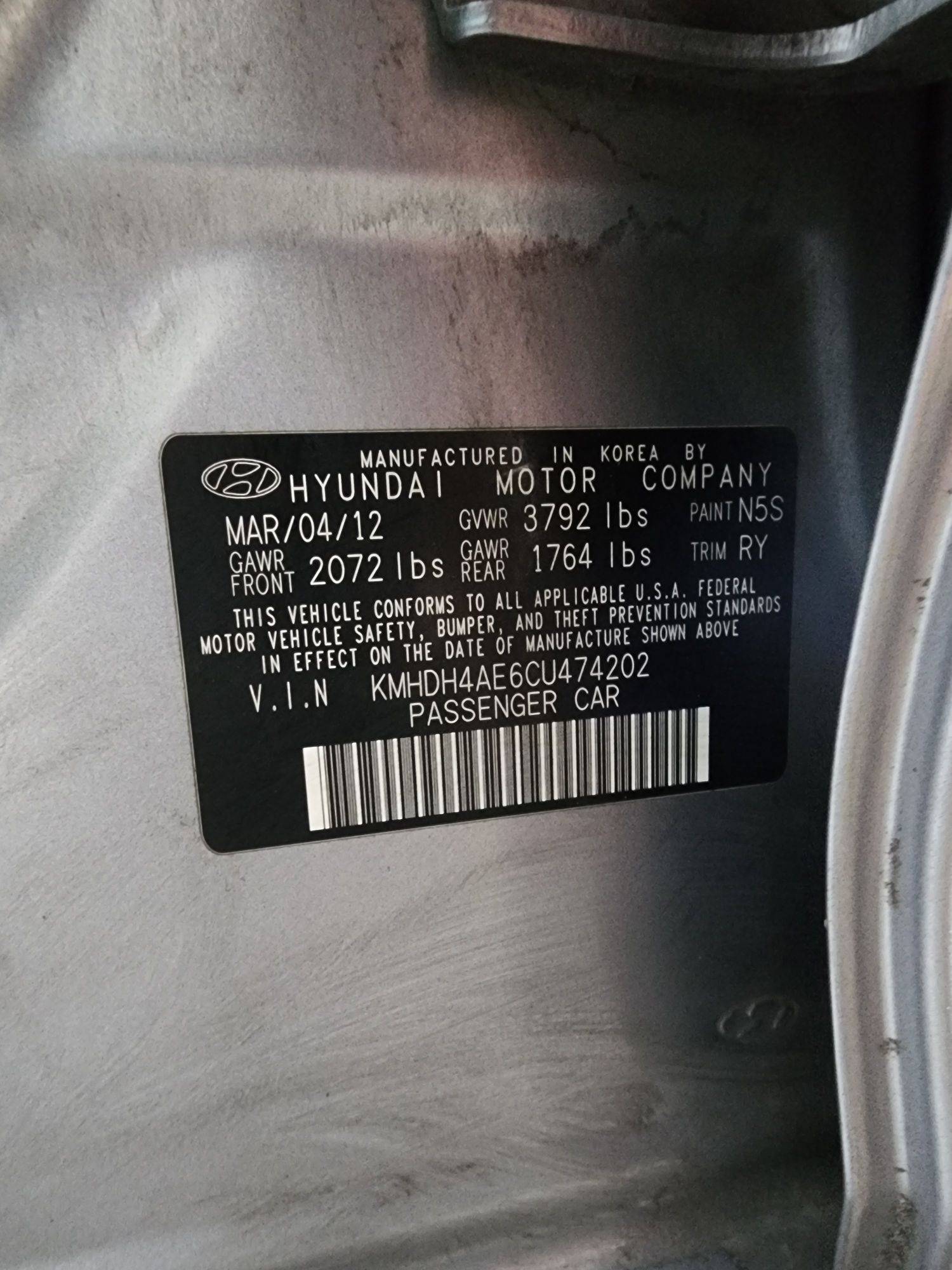 2012 HYUNDAI ELANTRA — 166743 Miles — Lot 57031334 — Souq - Marhaba Auctions Used Cars - Image 10