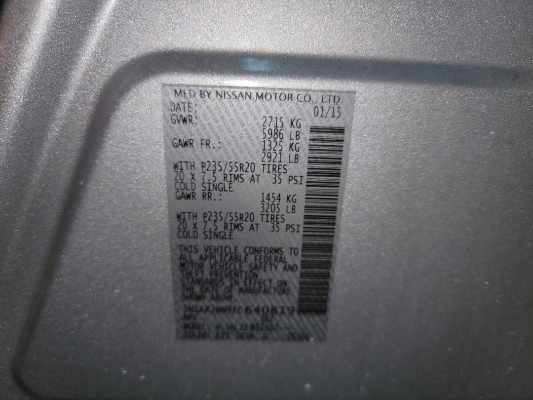 2015 NISSAN PATHFINDER — 134902 Miles — Lot C640819 - Marhaba Auctions Used Cars - Image 8