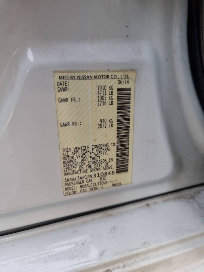 2015 NISSAN ALTIMA — 127370 Miles — Lot 215478 — Ind. 12 - Marhaba Auctions Used Cars - Image 10
