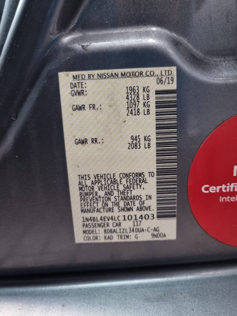 2020 NISSAN ALTIMA — 185663 Miles — Lot C101403 — Ind. 12 - Marhaba Auctions Used Cars - Image 9