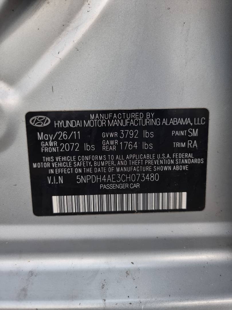 2012 HYUNDAI ELANTRA — 202810 Miles — Lot 125487 — Ind. 12 - Marhaba Auctions Used Cars - Image 9