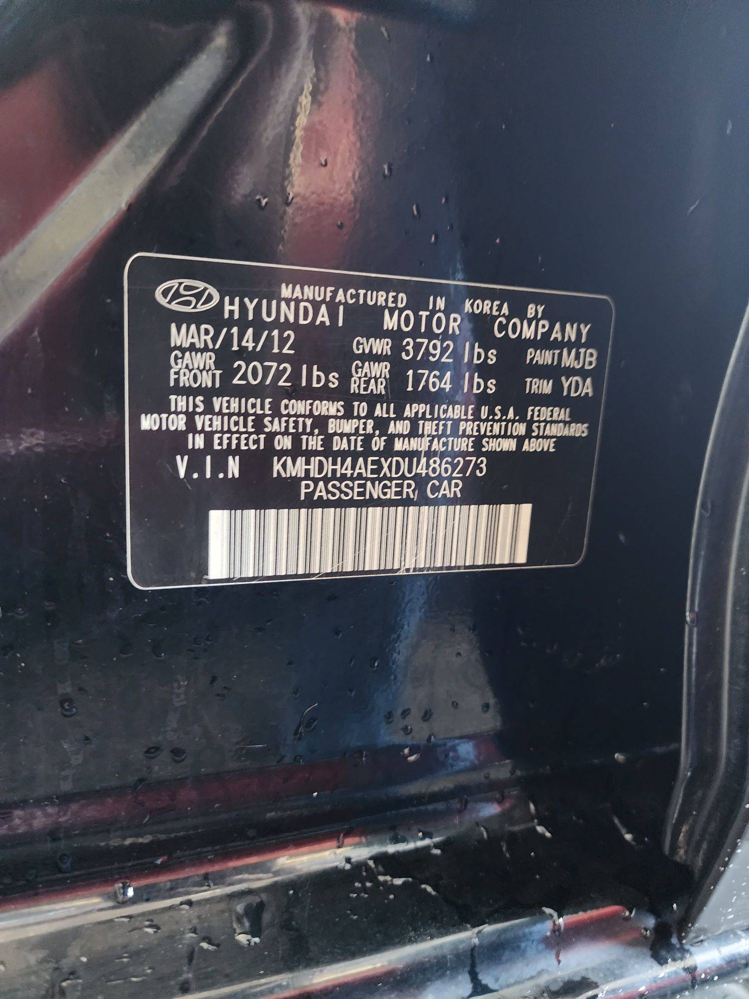 2013 HYUNDAI ELANTRA — 203971 Miles — Lot 37772413 - Marhaba Auctions Used Cars - Image 10