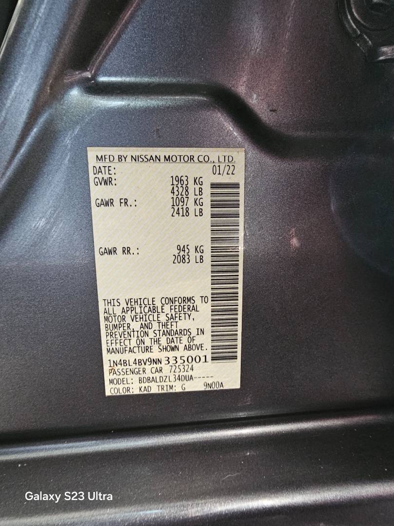 2022 NISSAN ALTIMA — 107422 Miles — Lot N335001 — Main - Marhaba Auctions Used Cars - Image 9