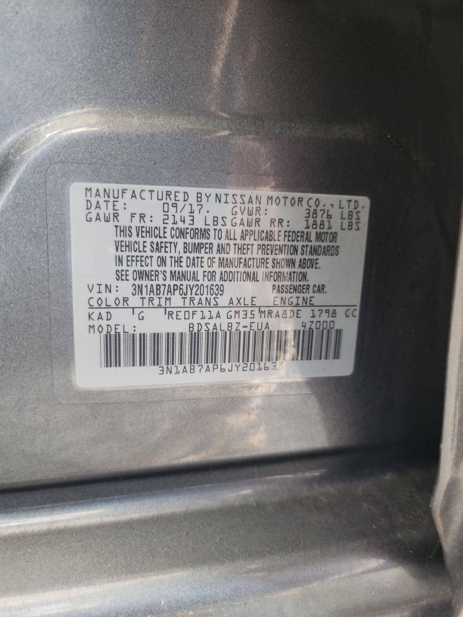 2018 NISSAN SENTRA — 70731 Miles — Lot 58967714 — Souq - Marhaba Auctions Used Cars - Image 9