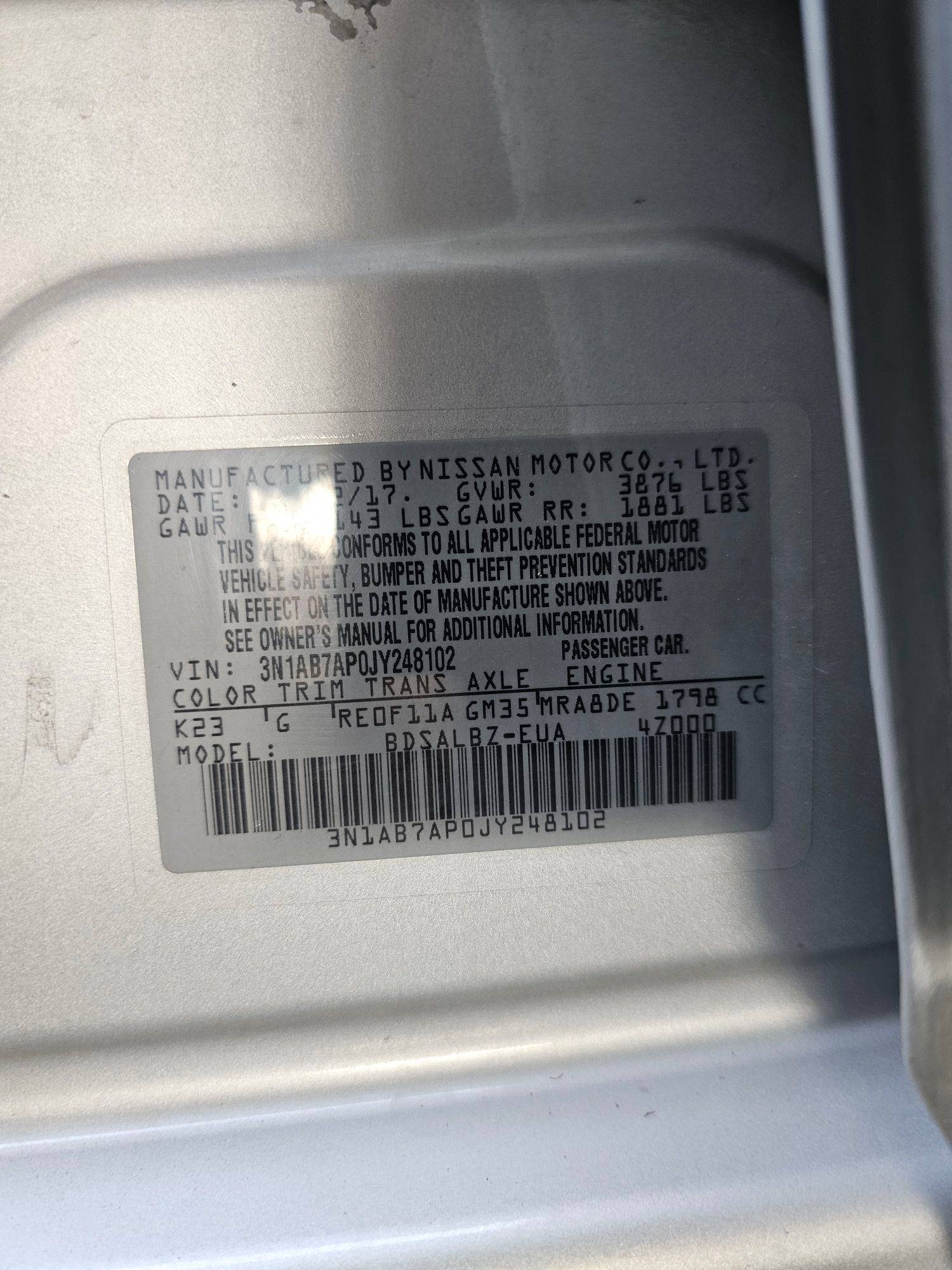 NISSAN SENTRA 2018 - Marhaba Auction Used Cars - Image 9