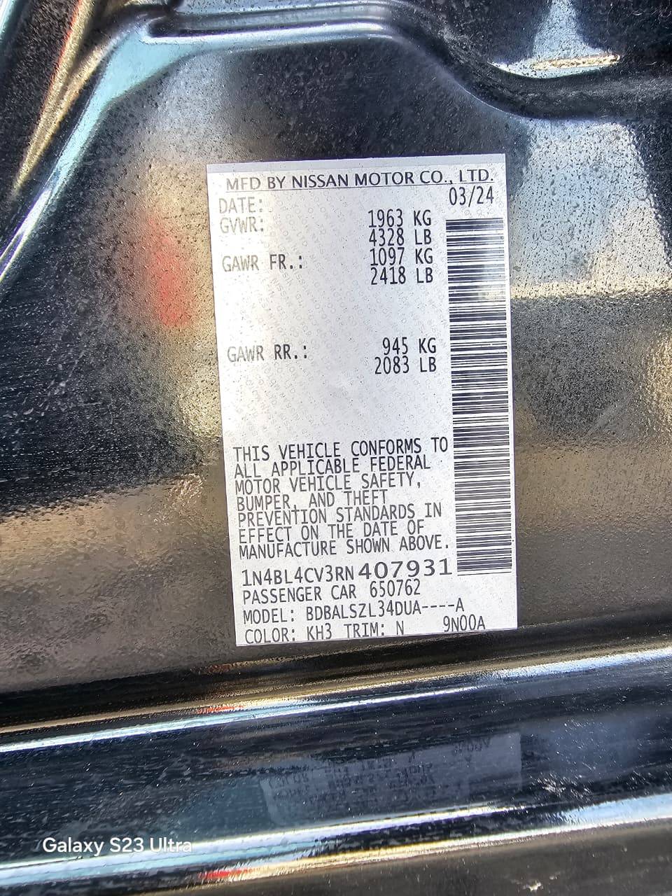 2024 NISSAN ALTIMA — 10358 Miles — Lot 3RN407931 — Main - Marhaba Auctions Used Cars - Image 10