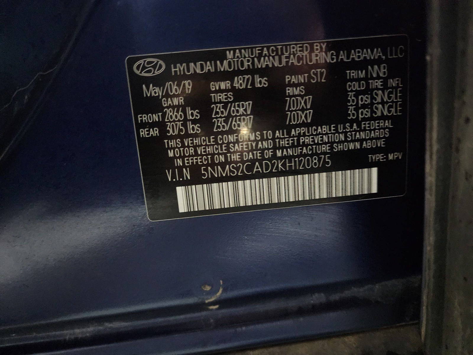 2019 HYUNDAI SANTA FE — 116600 Miles — Lot 20875 — Souq - Marhaba Auctions Used Cars - Image 10