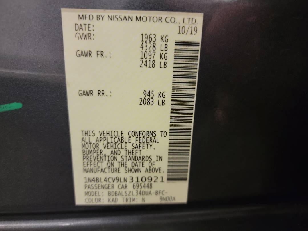 2020 NISSAN ALTIMA — 116010 Miles — Lot 68174273 - Marhaba Auctions Used Cars - Image 9