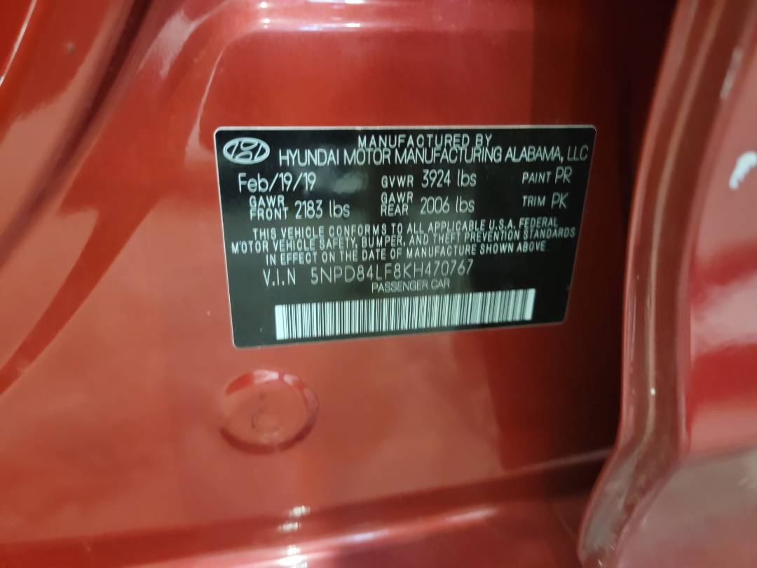 2019 HYUNDAI ELANTRA — 100919 Miles — Lot 70767 - Marhaba Auctions Used Cars - Image 9