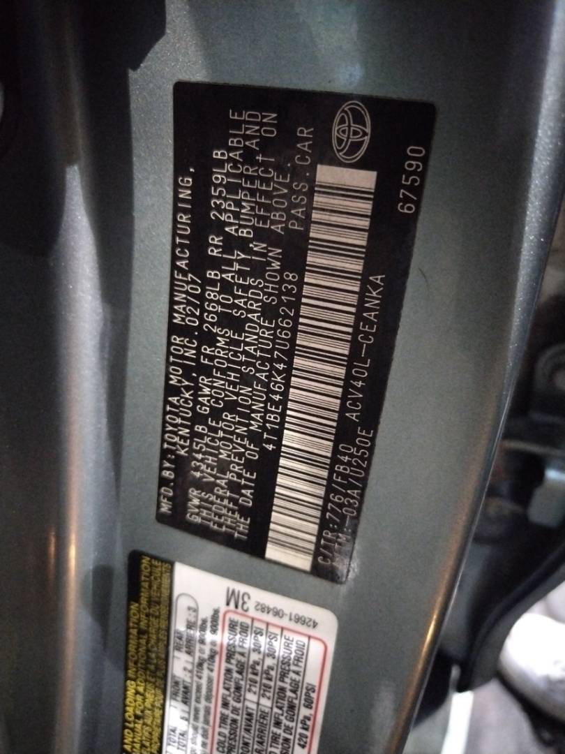 2007 TOYOTA CAMRY — 156186 Miles — Lot 69646743 - Marhaba Auctions Used Cars - Image 11