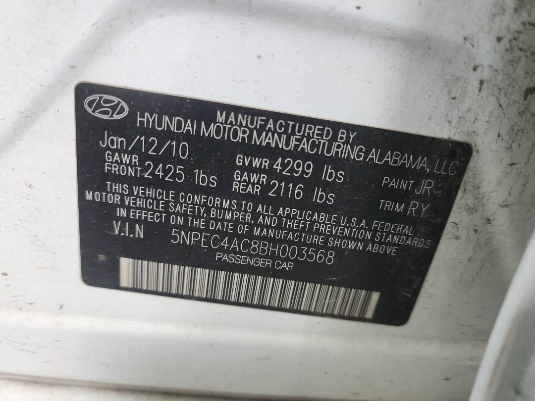 2011 HYUNDAI SONATA — 191273 Miles — Lot 38988534 - Marhaba Auctions Used Cars - Image 4