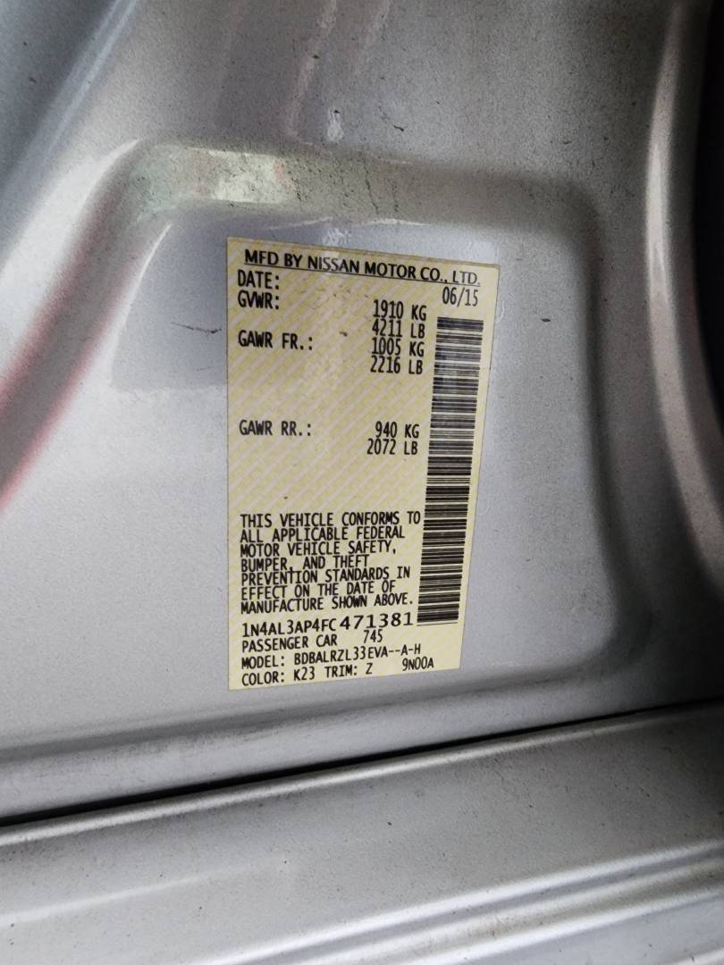 2015 NISSAN ALTIMA — 116144 Miles — Lot 38062901 - Marhaba Auctions Used Cars - Image 3