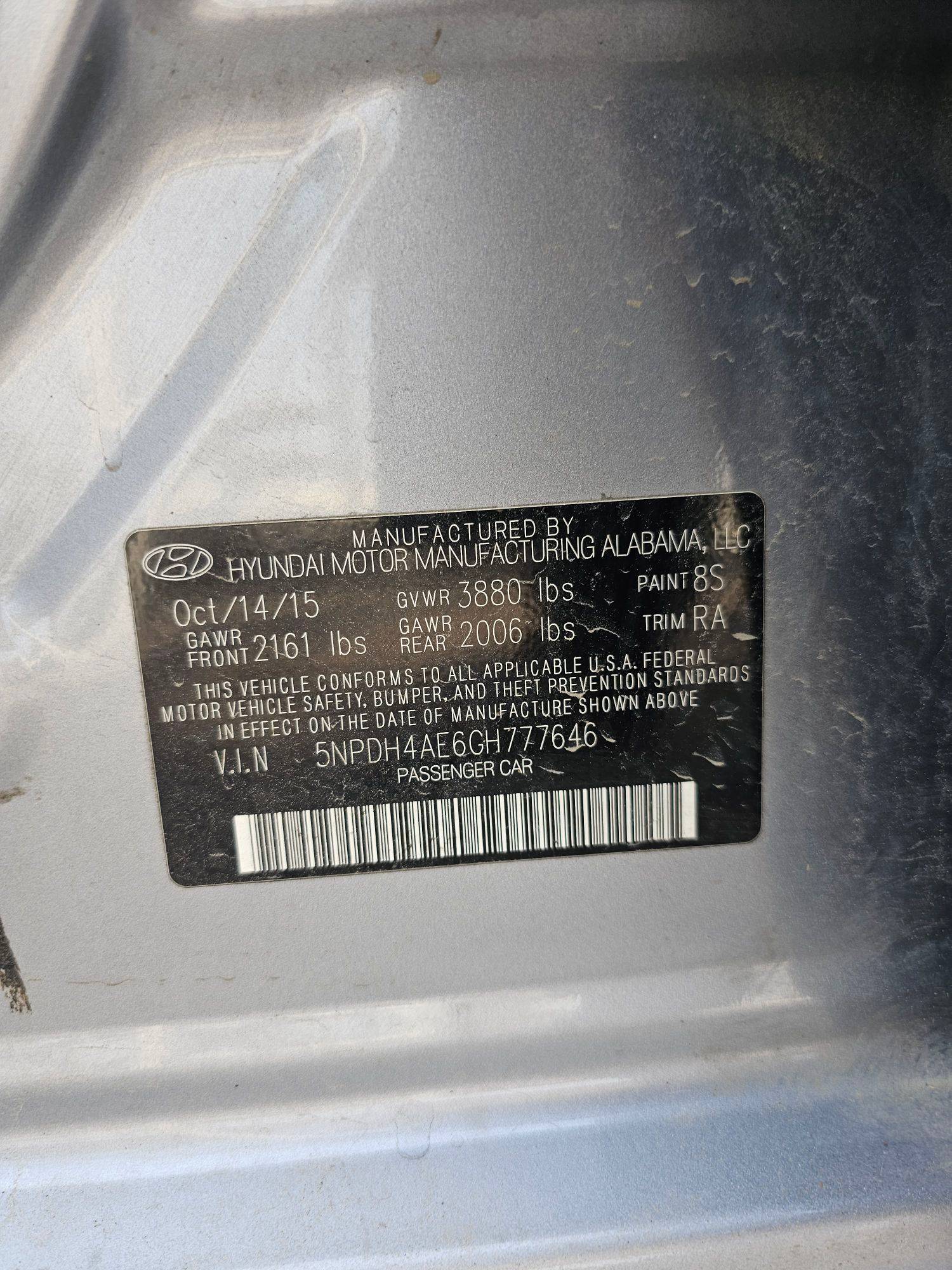 2016 HYUNDAI ELANTRA — 193200 Miles — Lot E6GH777646 — Souq - Marhaba Auctions Used Cars - Image 9