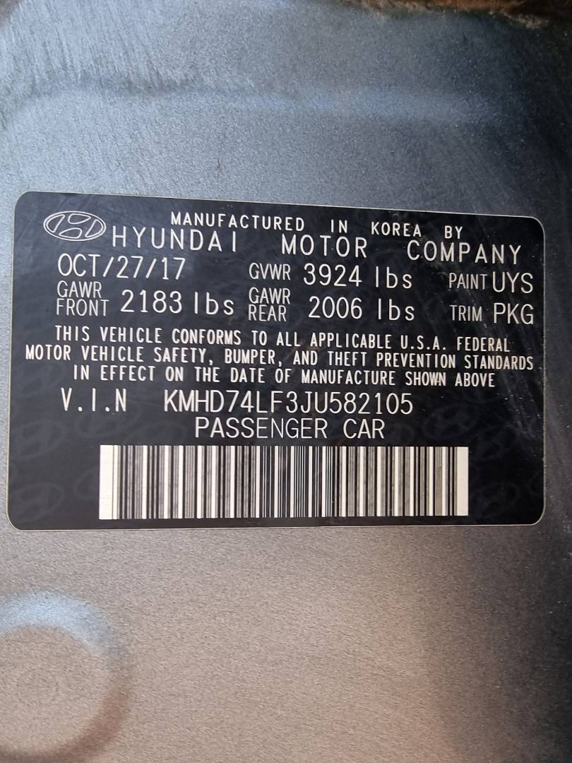 2018 HYUNDAI ELANTRA — 64834 Miles — Lot 125487 — Main - Marhaba Auctions Used Cars - Image 9
