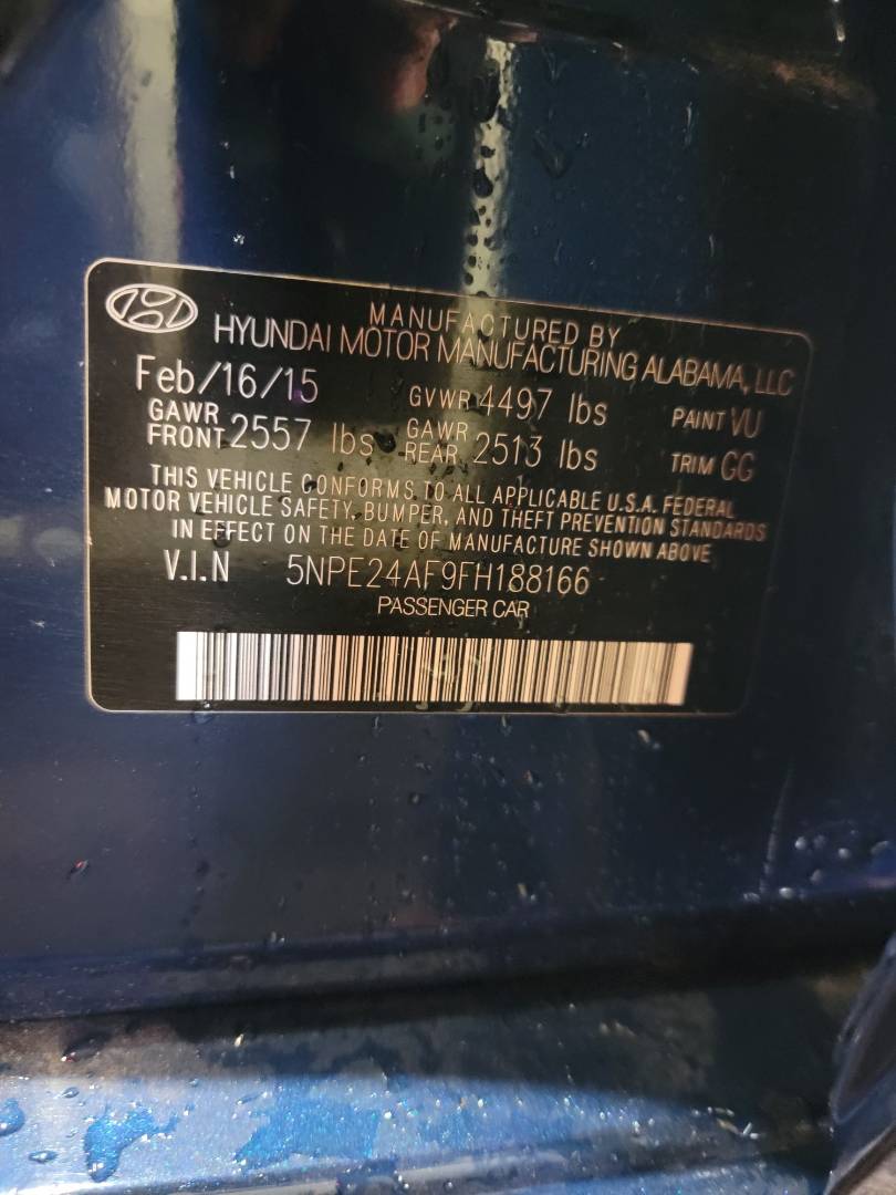 2015 HYUNDAI SONATA — 136108 Miles — Lot 188166 — Main - Marhaba Auctions Used Cars - Image 9