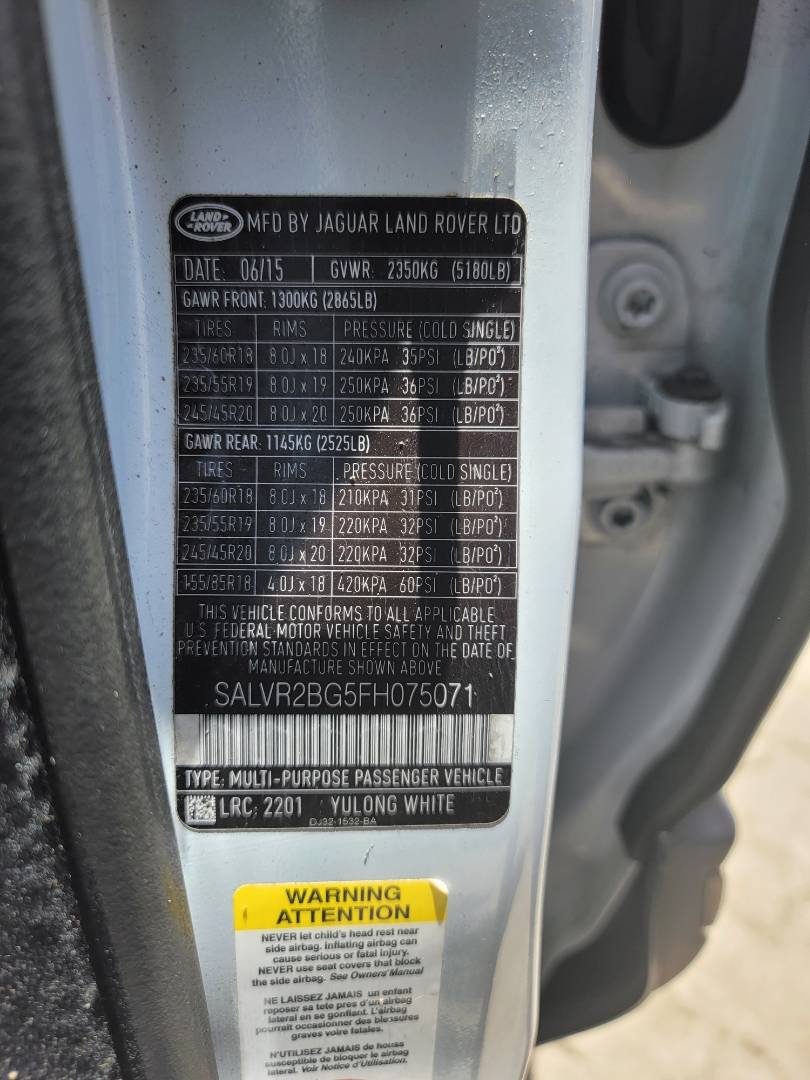 2015 LAND ROVER RANGE ROVER EVOQUE PURE — 113193 Miles — Lot 38223764 — Main - Marhaba Auctions Used Cars - Image 9