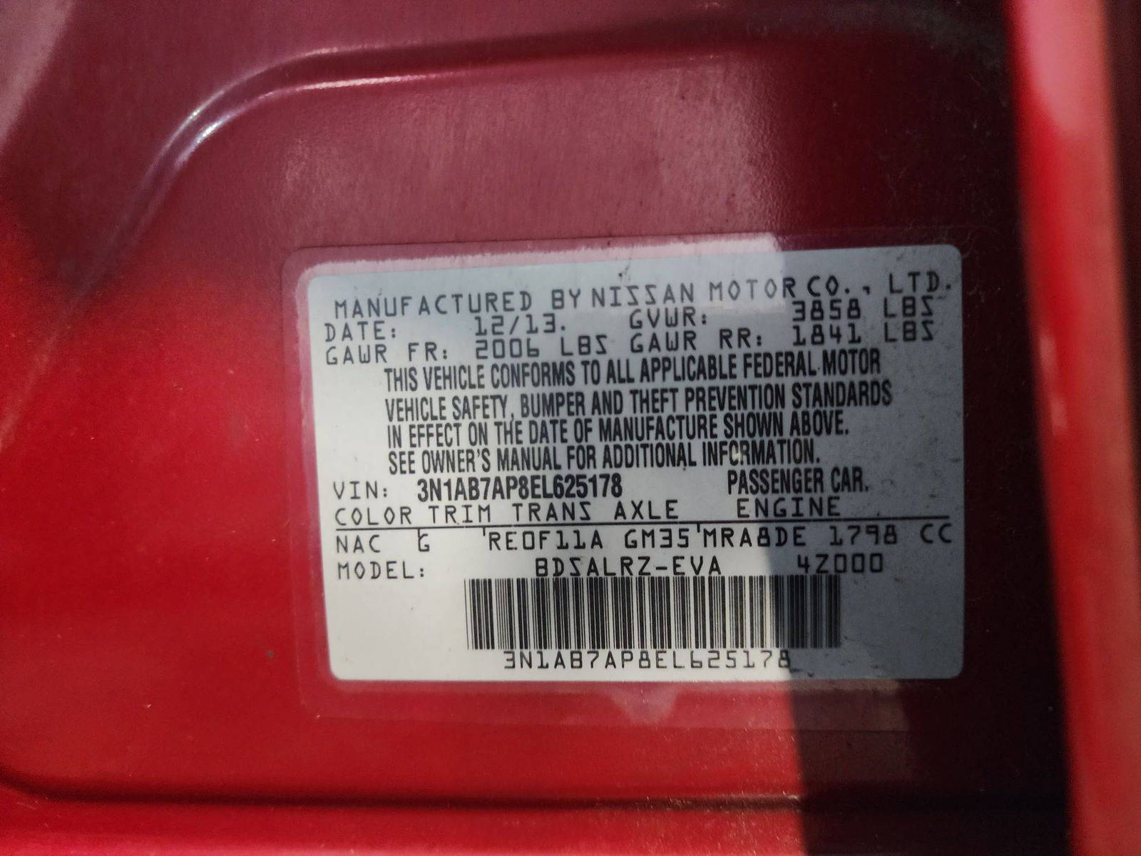 2014 NISSAN SENTRA — 169830 Miles — Lot 40928386 — Al Quoz - Marhaba Auctions Used Cars - Image 10