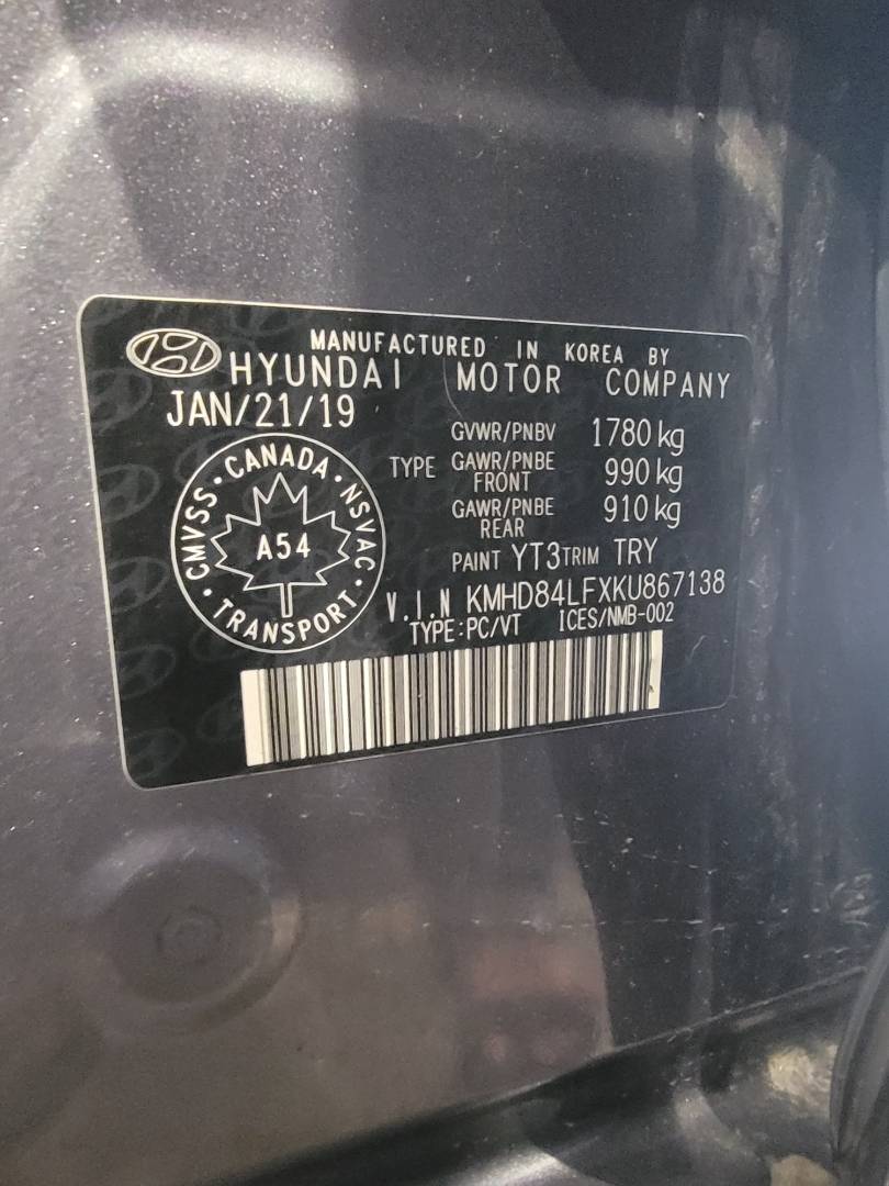 2019 HYUNDAI ELANTRA — 96036 KM — Lot U867138 — Main - Marhaba Auctions Used Cars - Image 9