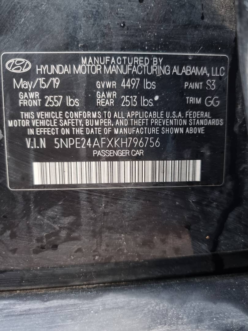 2019 HYUNDAI SONATA — 106896 Miles — Lot 796756 — Main - Marhaba Auctions Used Cars - Image 9