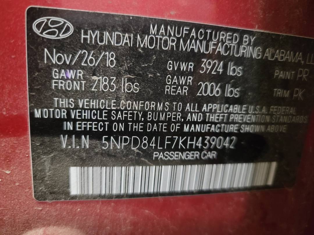 2019 HYUNDAI ELANTRA — 134493 Miles — Lot 39411404 — Main - Marhaba Auctions Used Cars - Image 8
