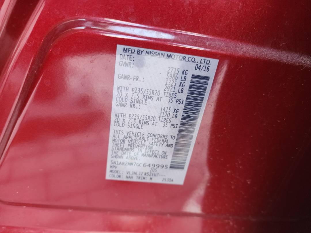 2016 NISSAN PATHFINDER — 96075 Miles — Lot 81566153 - Marhaba Auctions Used Cars - Image 3