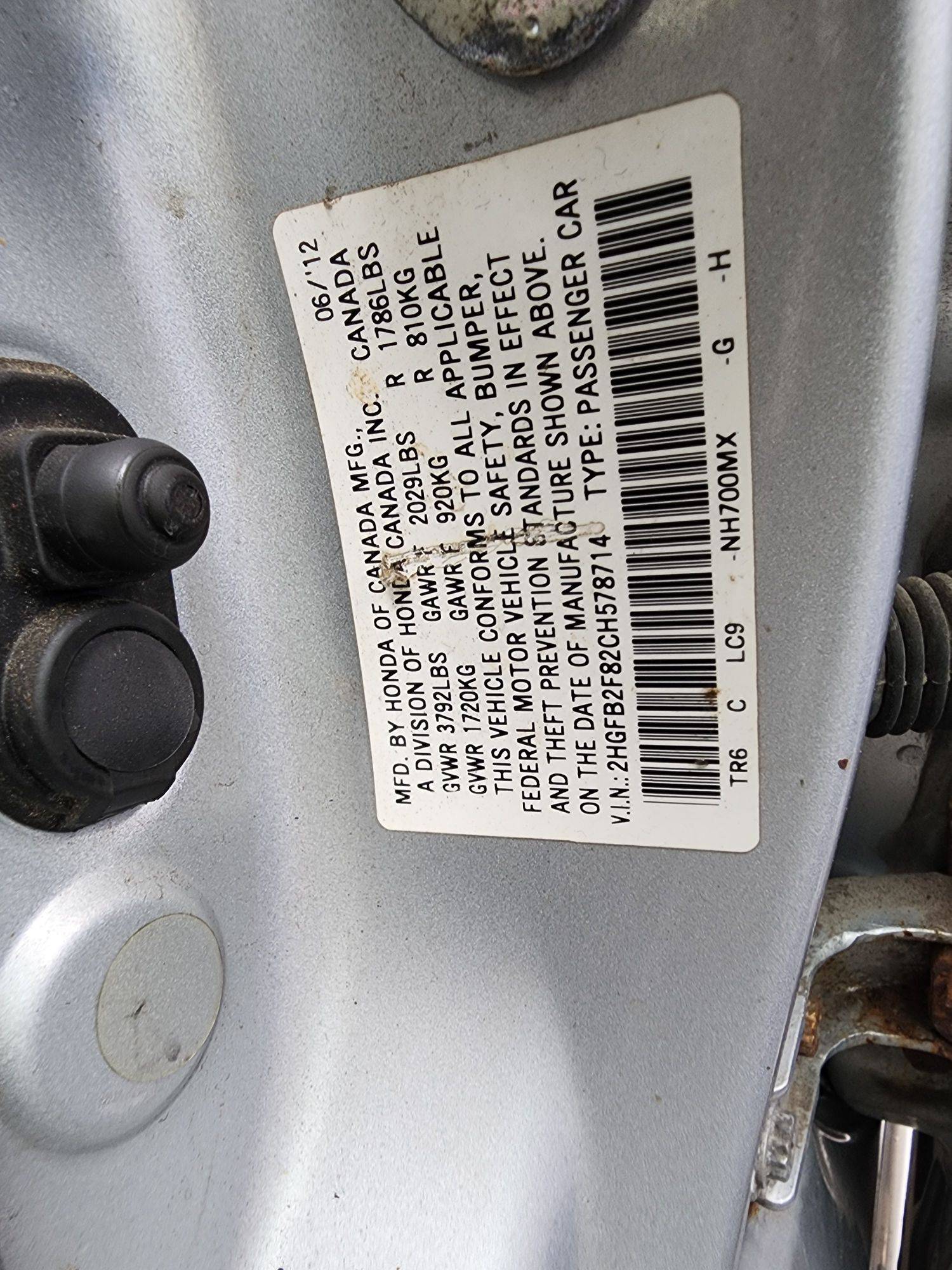 2012 HONDA CIVIC — 166654 Miles — Lot 46069194 — Souq - Marhaba Auctions Used Cars - Image 10