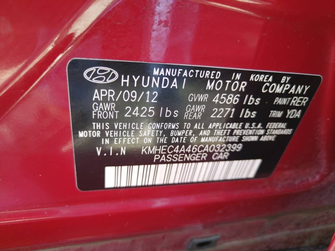 2012 HYUNDAI SONATA — 146140 Miles — Lot 75886513 - Marhaba Auctions Used Cars - Image 9