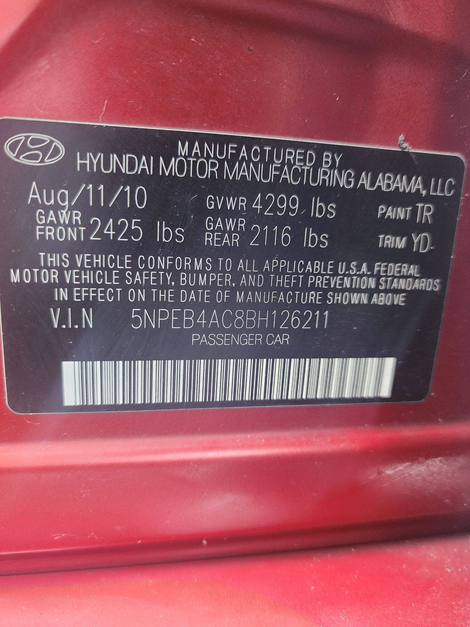 2011 HYUNDAI SONATA — 160003 Miles — Lot 58099183 - Marhaba Auctions Used Cars - Image 3