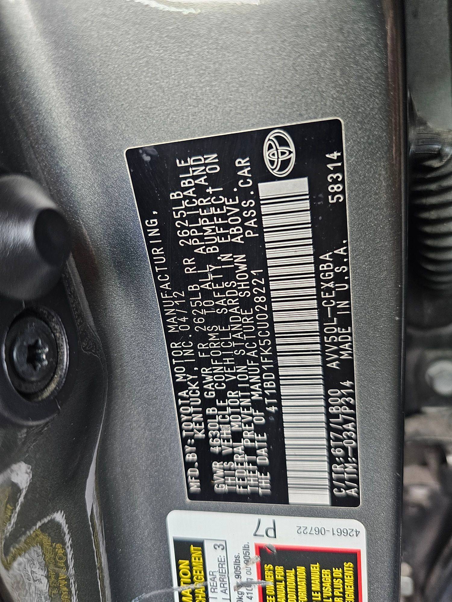 TOYOTA CAMRY 2012 - Marhaba Auction Used Cars - Image 9