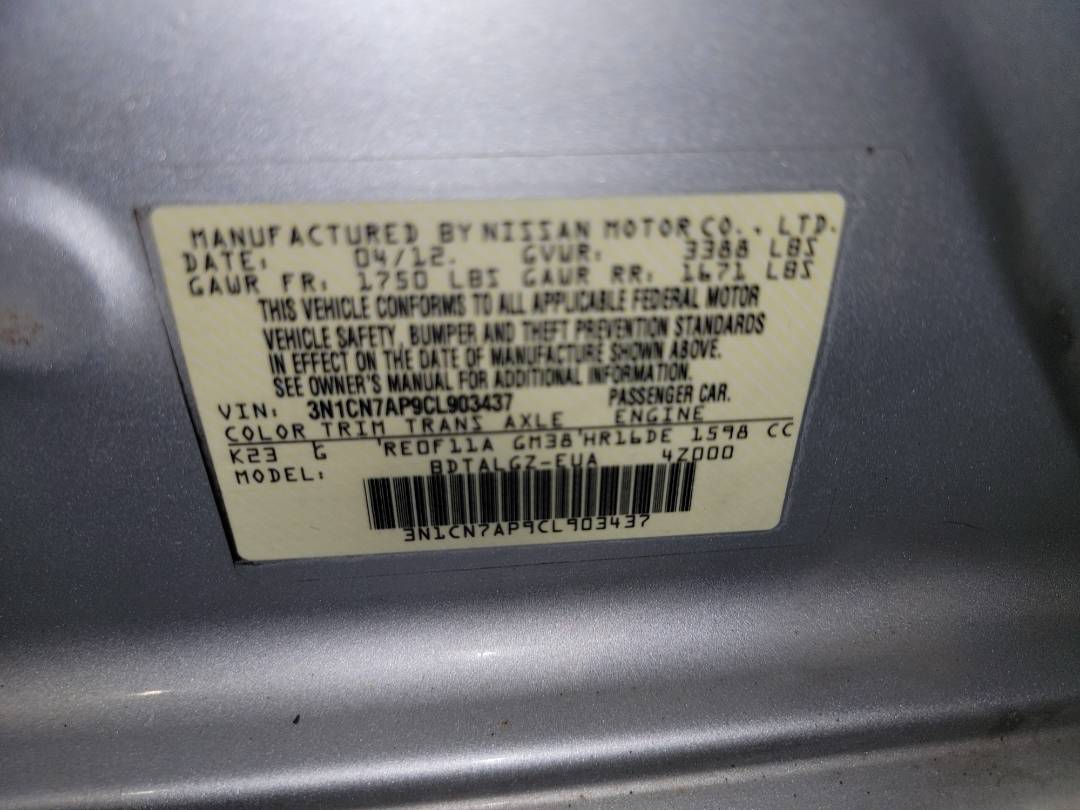 2012 NISSAN VERSA — 156355 Miles — Lot 74511583 - Marhaba Auctions Used Cars - Image 8
