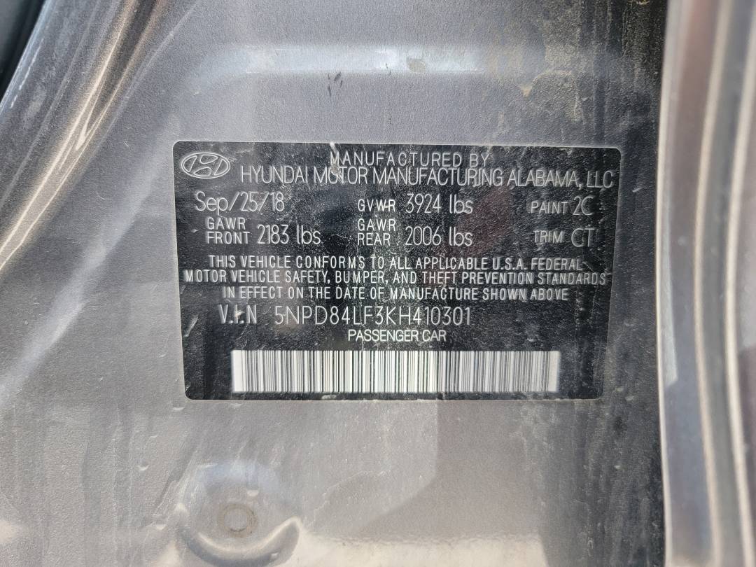 2019 HYUNDAI ELANTRA — 161970 Miles — Lot KH410301 — Main - Marhaba Auctions Used Cars - Image 9