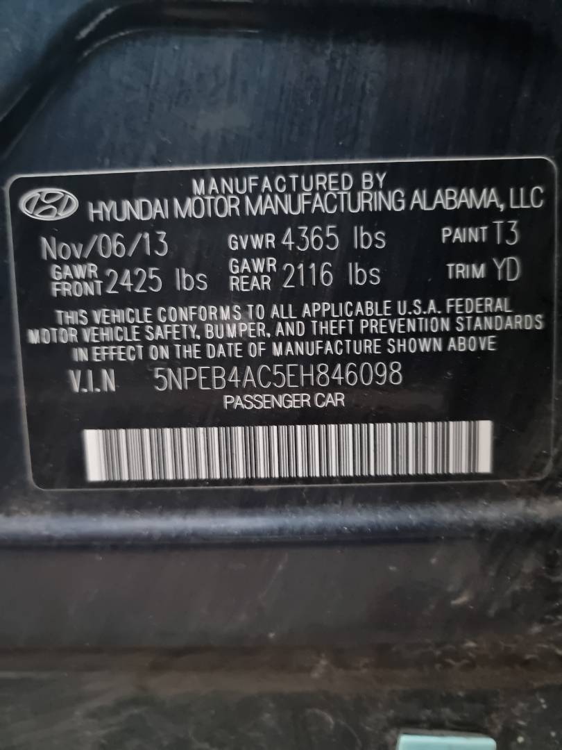 2014 HYUNDAI SONATA — 116963 Miles — Lot 125487 — Ind. 12 - Marhaba Auctions Used Cars - Image 8