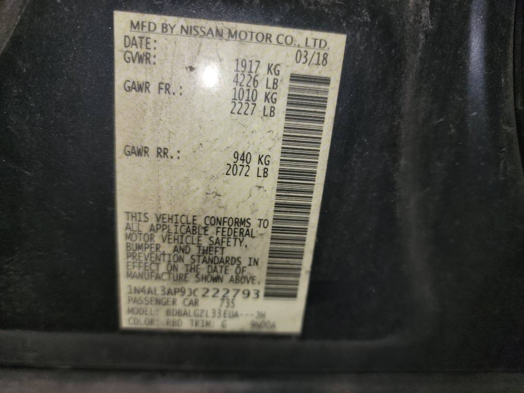 2018 NISSAN ALTIMA — 103181 Miles — Lot 39221114 - Marhaba Auctions Used Cars - Image 7