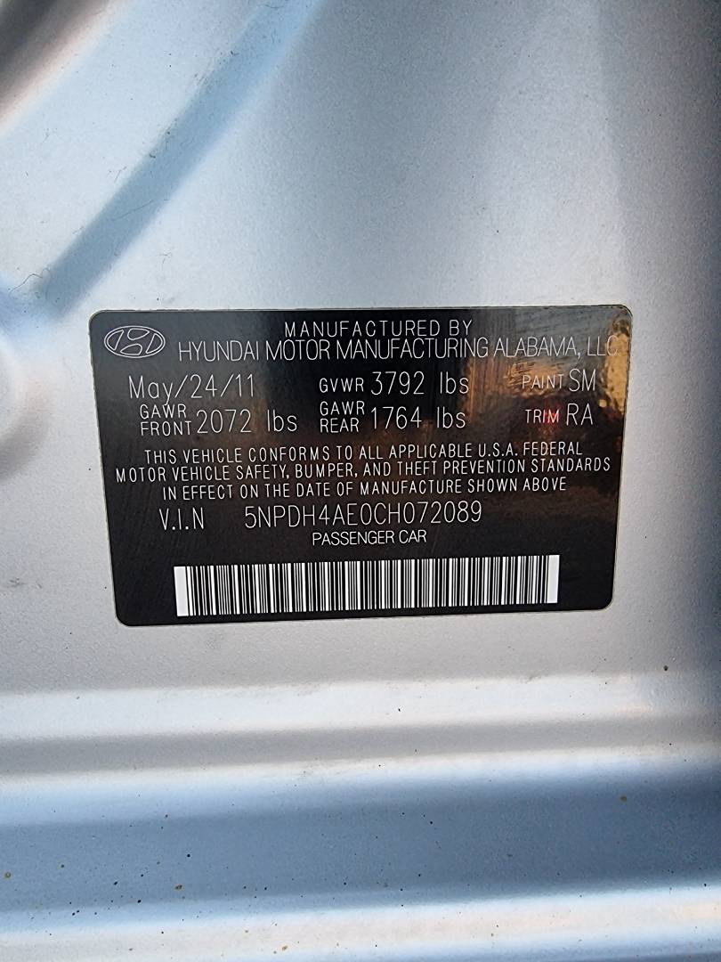 2012 HYUNDAI ELANTRA — 161037 Miles — Lot CH072089 — Main - Marhaba Auctions Used Cars - Image 9