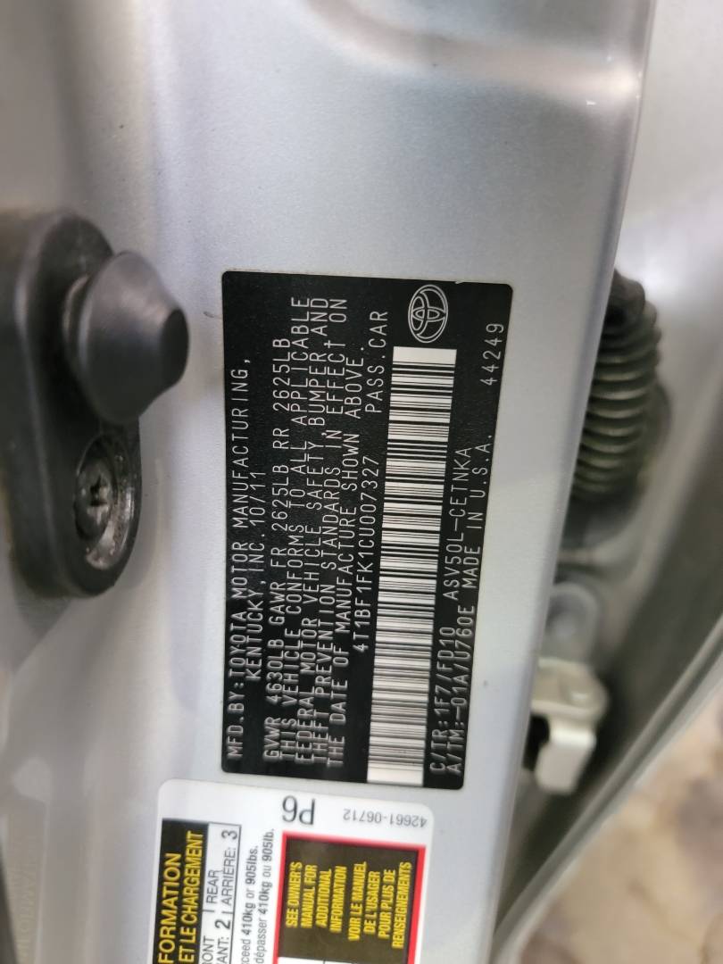 2012 TOYOTA CAMRY — 173048 Miles — Lot K1CU007327 — Main - Marhaba Auctions Used Cars - Image 10