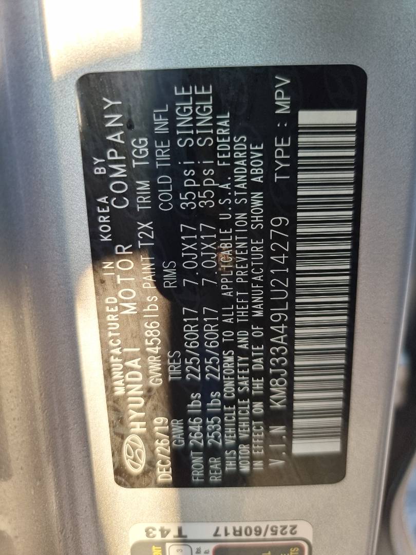 2020 HYUNDAI TUCSON — 41163 Miles — Lot LU214279 — Ind. 12 - Marhaba Auctions Used Cars - Image 9