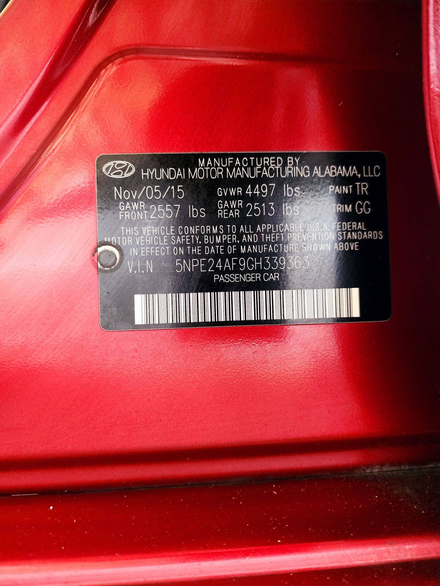 2016 HYUNDAI SONATA — 109482 Miles — Lot 79389224 — Souq - Marhaba Auctions Used Cars - Image 9