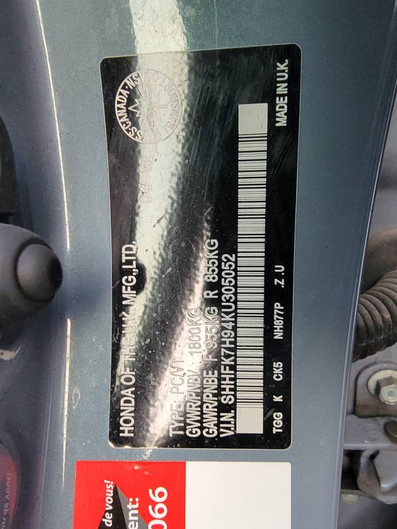 2019 HONDA CIVIC — 120214 KM — Lot KU305052 — Main - Marhaba Auctions Used Cars - Image 10