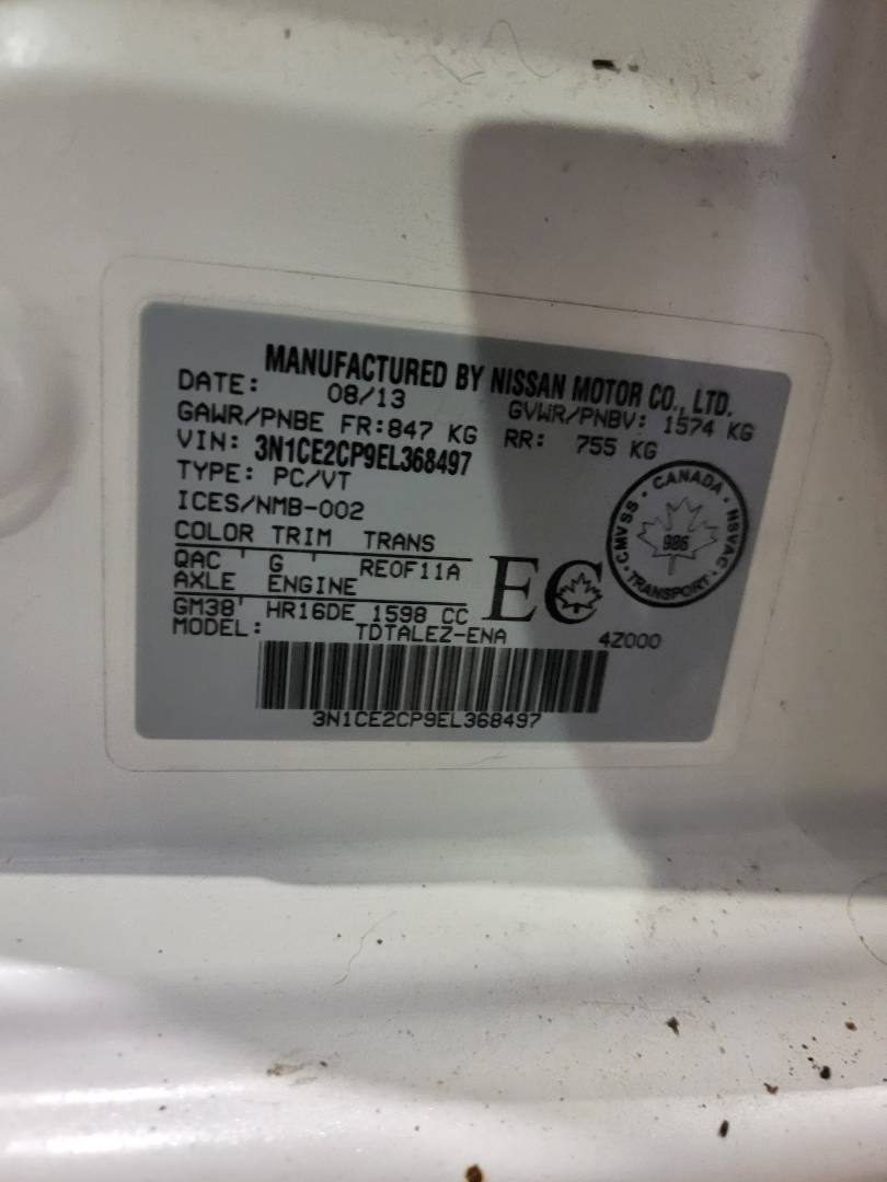 2014 NISSAN VERSA NOTE — 131619 KM — Lot 73320734 — Main - Marhaba Auctions Used Cars - Image 10