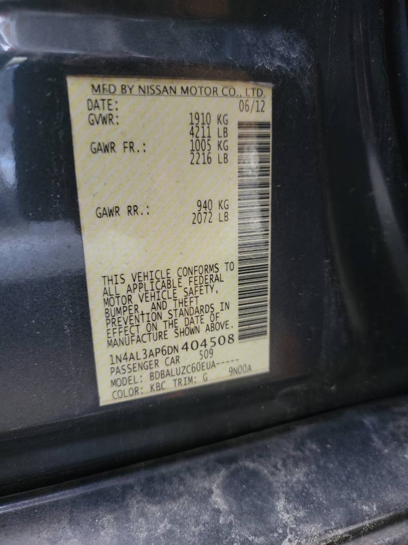 2013 NISSAN ALTIMA — 177727 Miles — Lot 37903443 - Marhaba Auctions Used Cars - Image 8