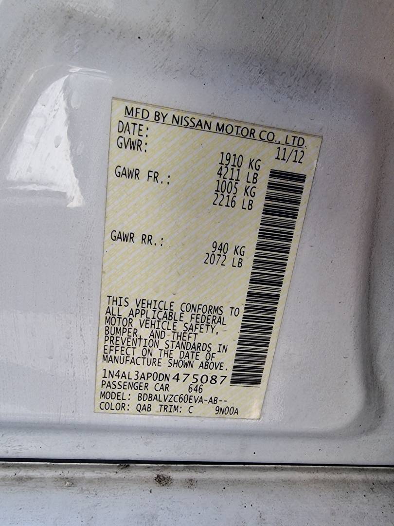 2013 NISSAN ALTIMA — 160257 Miles — Lot 475087 — Ind. 12 - Marhaba Auctions Used Cars - Image 9