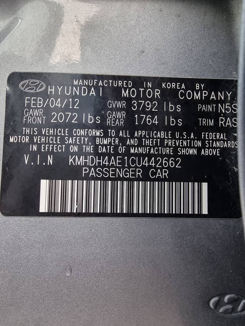2012 HYUNDAI ELANTRA — 168611 Miles — Lot 215478 — Ind. 12 - Marhaba Auctions Used Cars - Image 10