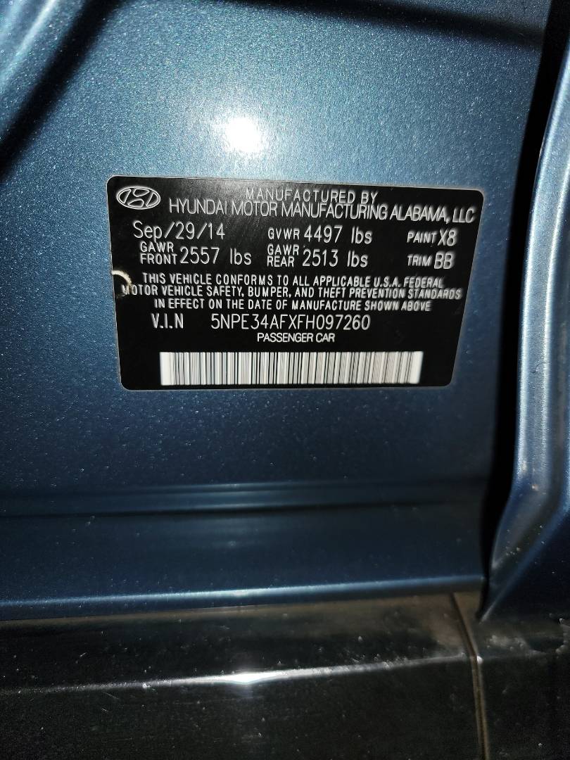 2015 HYUNDAI SONATA — 103360 Miles — Lot 35144013 - Marhaba Auctions Used Cars - Image 9