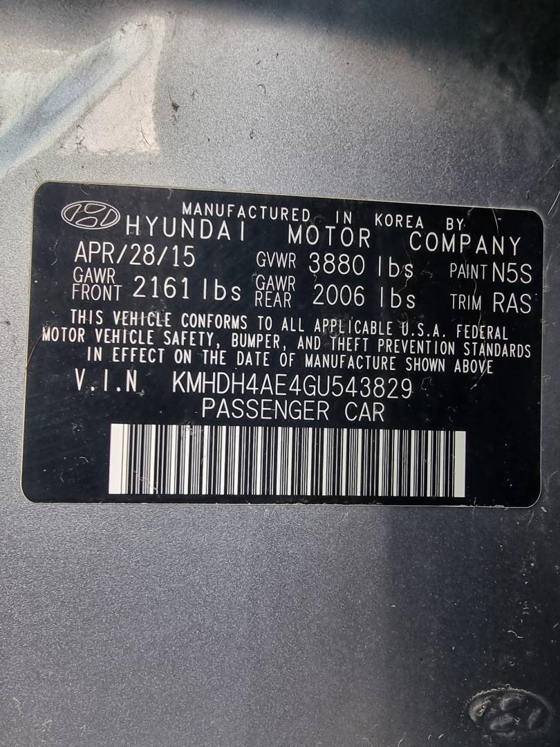 2016 HYUNDAI ELANTRA — 174590 Miles — Lot 215487 — Ind. 12 - Marhaba Auctions Used Cars - Image 9