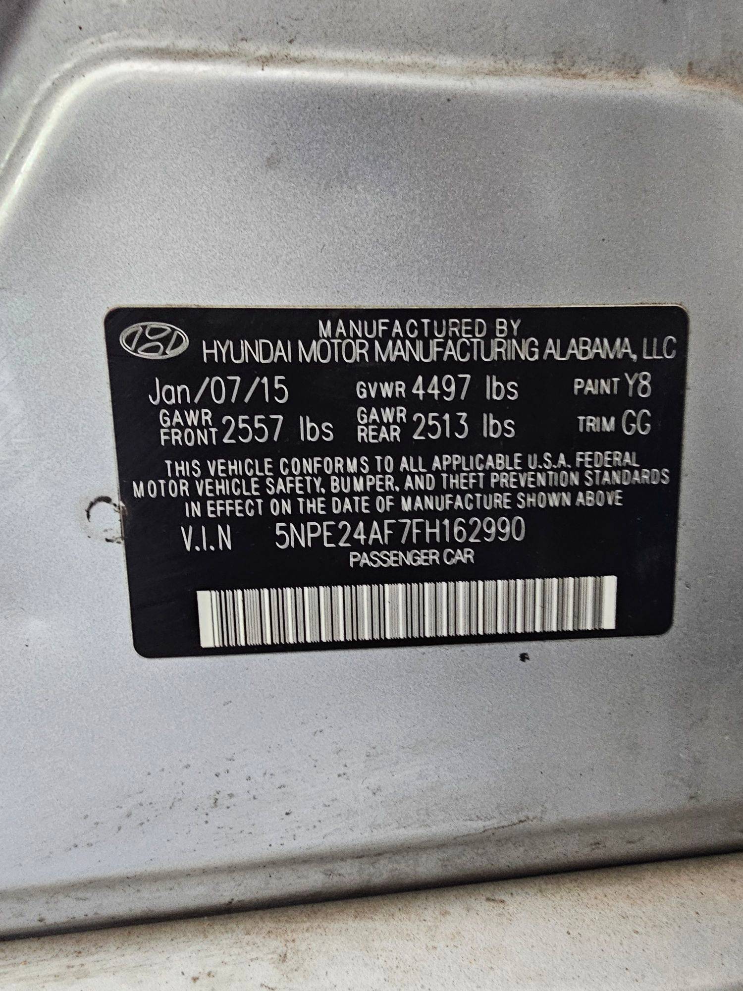 2015 HYUNDAI SONATA — 160739 Miles — Lot 50167337 — Souq - Marhaba Auctions Used Cars - Image 9